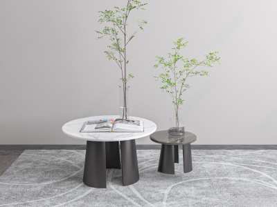 现代大理石茶几3D模型下载